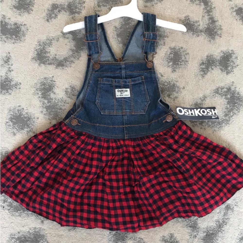 Oshkosh Plaid Overall Dress Size 4T